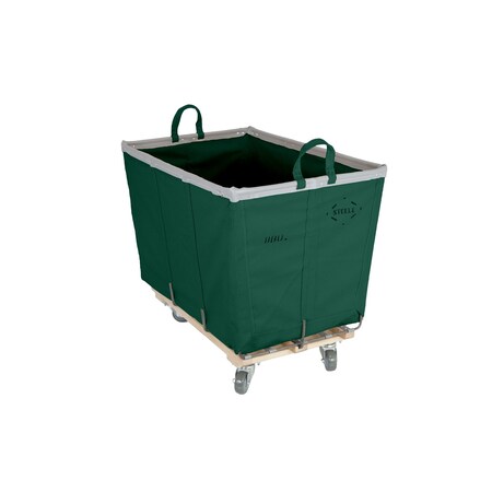 Steele Canvas Basket 8 BU Permanent Truck Green Vinyl w/Grey Vinyl - 3in Casters Diamond Mount 948VGRNVGRYW3